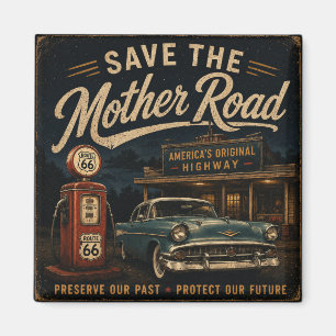 Aimant Station-service vintage de la route 66 Nostalgie d