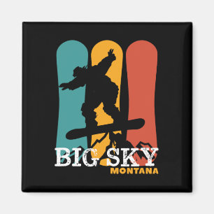 Aimant Station vintage de snowboard Big Sky Montana