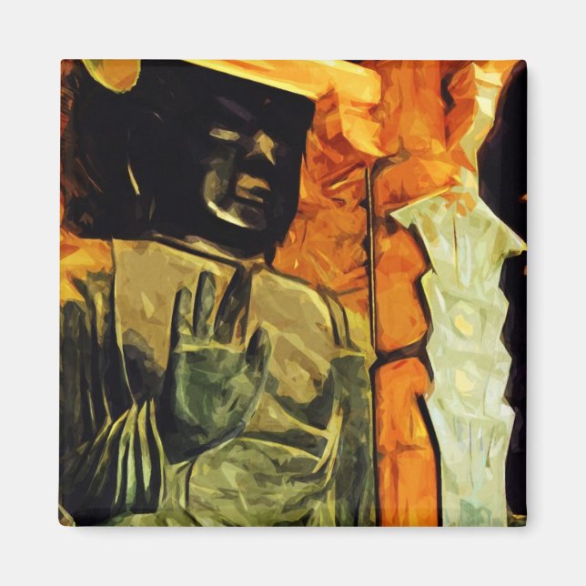 Aimant Statue bouddhiste dans Temple Impressionnisme Abst (Devant)