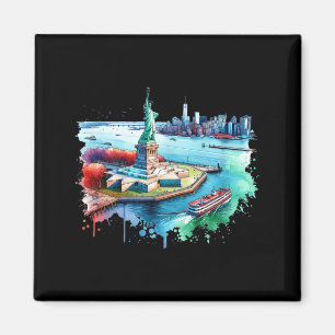 Aimant Statue de la Liberté de New York City Aquarelle Ri