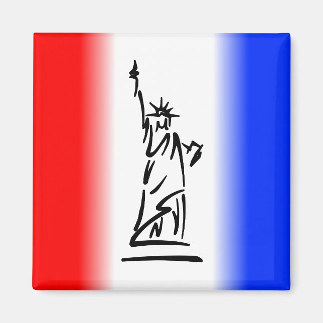 Aimant Statue de la Liberté Rayure Rouge Blanc Bleu (Devant)