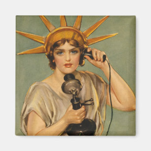 Aimant Statue de la Liberté vintage, publicité de guerre 
