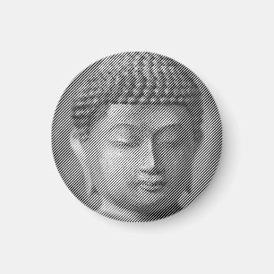 Aimant Statue Face Bouddha Noir Et Blanc Formée Par Ligne