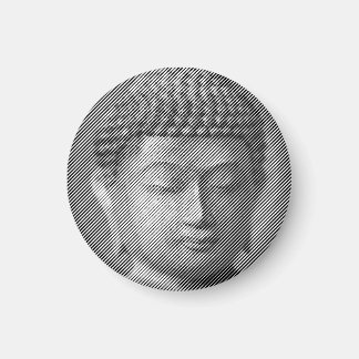 Aimant Statue Face Bouddha Noir Et Blanc Formée Par Ligne