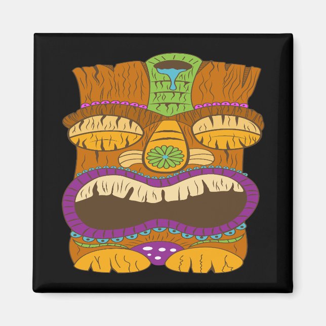 Aimant Statue Tiki Endormi avec Bouche Ouverte, Drôle Noi (Devant)