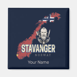 Aimant Stavanger Norvège Retro City Carte Vacances Vintag