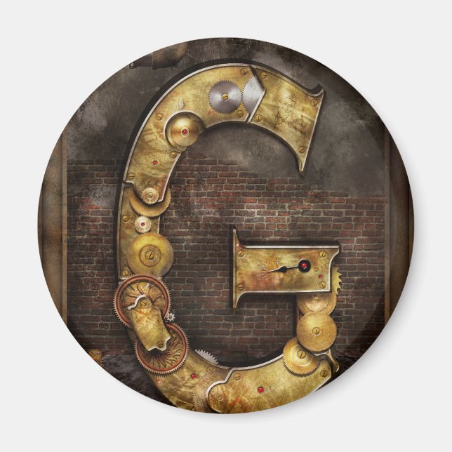 Aimant Steampunk - Alphabet - G est pour Engrenages (Devant)
