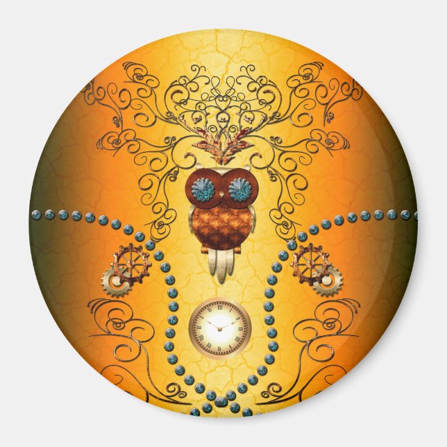 Aimant Steampunk, chouette (Devant)