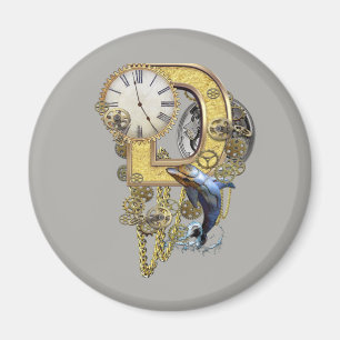 Aimant Steampunk - lettre d'anniversaire-D