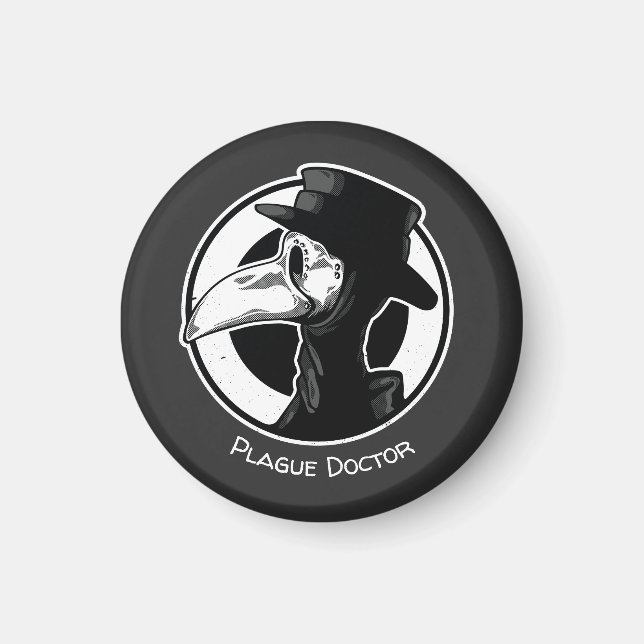 Aimant Steampunk Plague Doctor Bird Mask B/W (Devant)