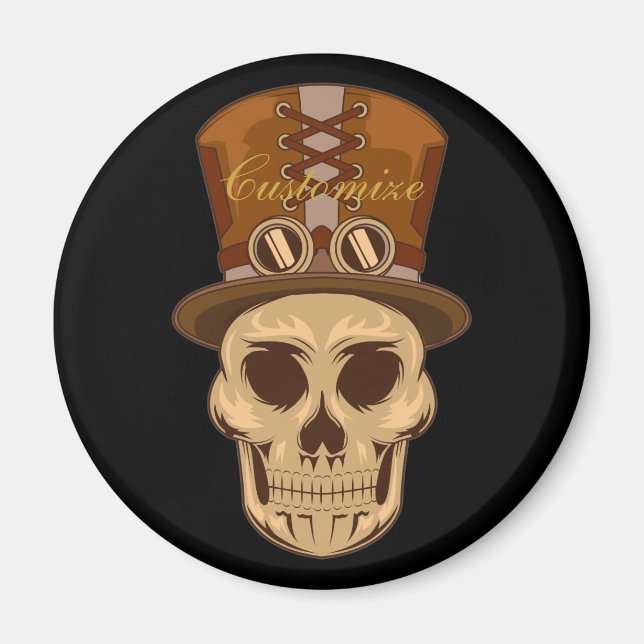 Aimant Steampunk Skull in Top Hat Thunder_Cove (Devant)
