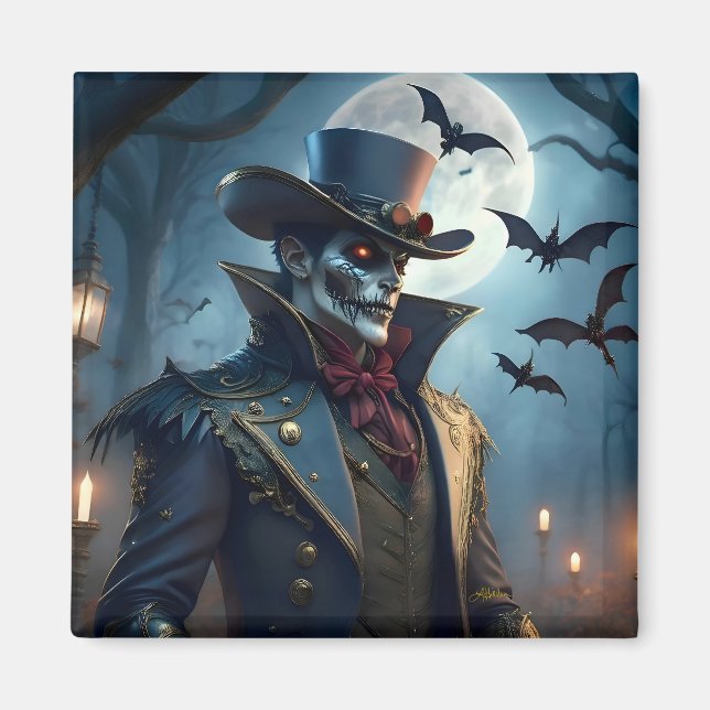 Aimant Steampunk Southern Gothic Zombie Halloween (Devant)