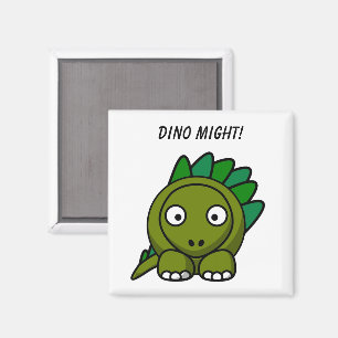 Aimant Stégosaure de dessin animé vert mignon avec un jeu