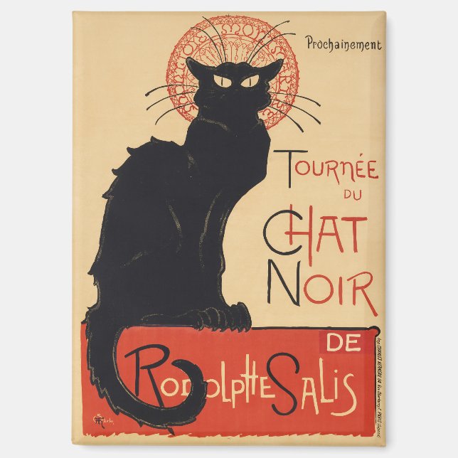 Aimant Steinlen Art Nouveau Chat Noir Chic Impression Vin (Recto)