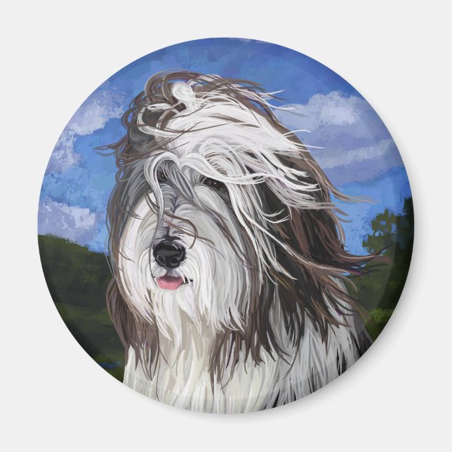 Aimant Stella le chien de berger anglais (Devant)
