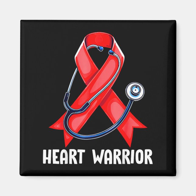 Aimant Stéthoscope Heart Warrior Rouge Infirmière Maladie (Devant)