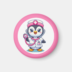 Aimant Stethoscope rose Infirmier pinguin mignon