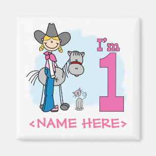 Aimant Stick Cowgirl 1er anniversaire