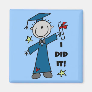 Aimant Stick Figure Boy Graduate T-shirts et cadeaux