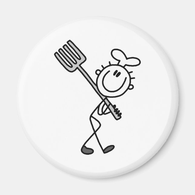 Aimant Stick Figure Chef avec Fourche (Devant)