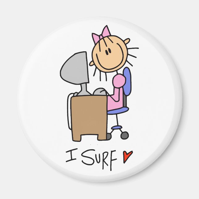 Aimant Stick Figure Internet Surfer (Devant)