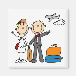 Aimant Stick Figure Mariage T-shirts et cadeaux lune de m