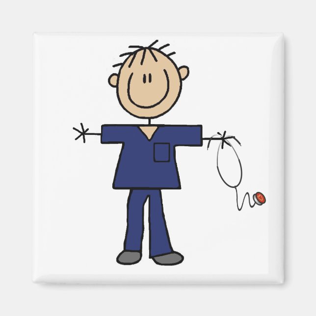 Aimant Stick mâle Figure Infirmière Peau moyenne (Devant)