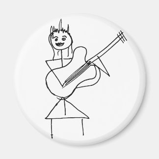 Aimant Stick souriant Figure Fille tenant basse / guitare
