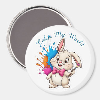 Aimant Sticker Bunny Peintre - "Color My World"