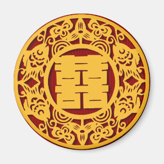 Aimant Sticker Mariage chinois double bonheur (v1)