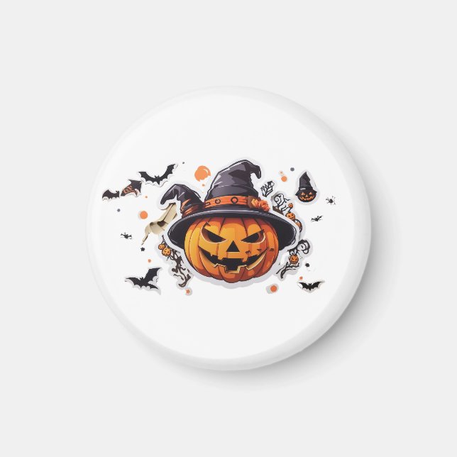 Aimant Sticker tête Citrouille Haloween transparent (Devant)