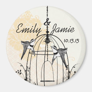 Aimant Stickers de mariage en cage d'oiseaux ou Personnal