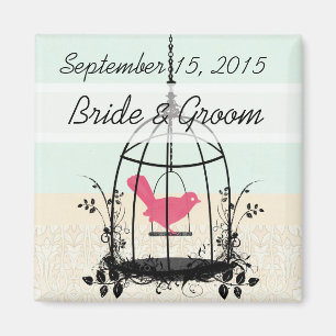 Aimant Stickers de mariage en cage d'oiseaux ou Personnal