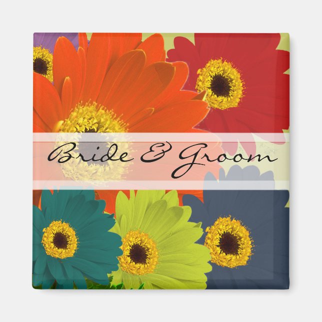 Aimant Stickers de mariage Gerber Daisy ou Personnaliser (Devant)