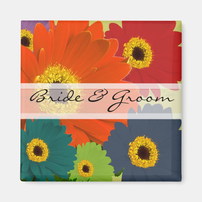 Aimant Stickers de mariage Gerber Daisy ou Personnaliser (Devant)