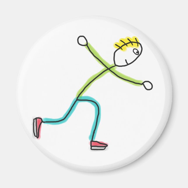 Aimant Stickman de patinage sur glace (Devant)