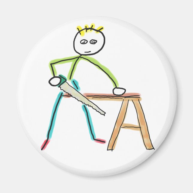 Aimant Stickman Menuisier (Devant)