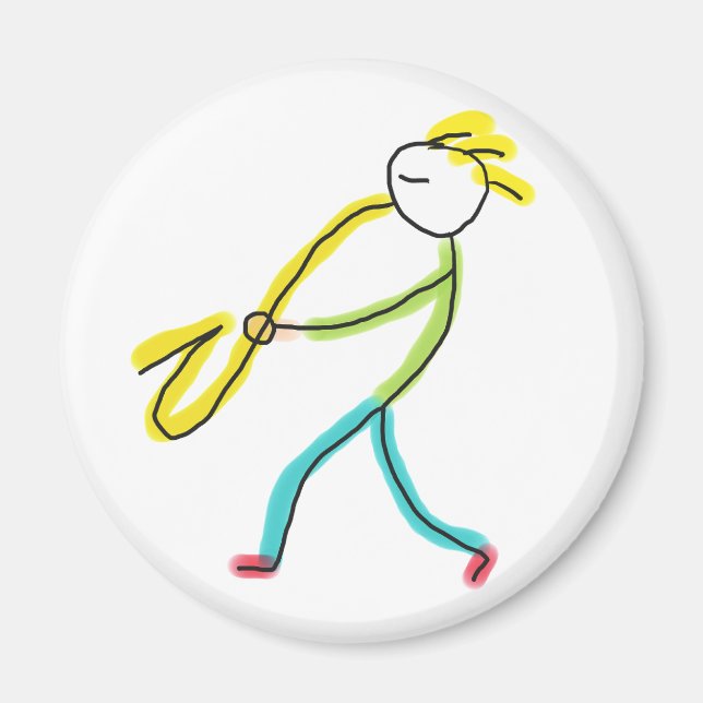 Aimant Stickman Saxophoniste (Devant)