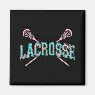 Aimant Sticks croisés de crosse florale LAX Girly Turquoi
