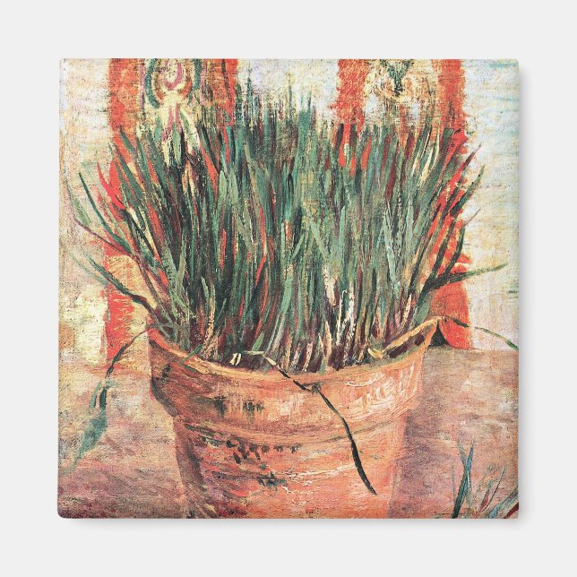 Aimant Still Life Flowerpot w Chives par Vincent van Gogh (Devant)