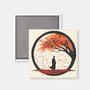 Aimant Stillness Zen Circle Automne Tombant Feuille