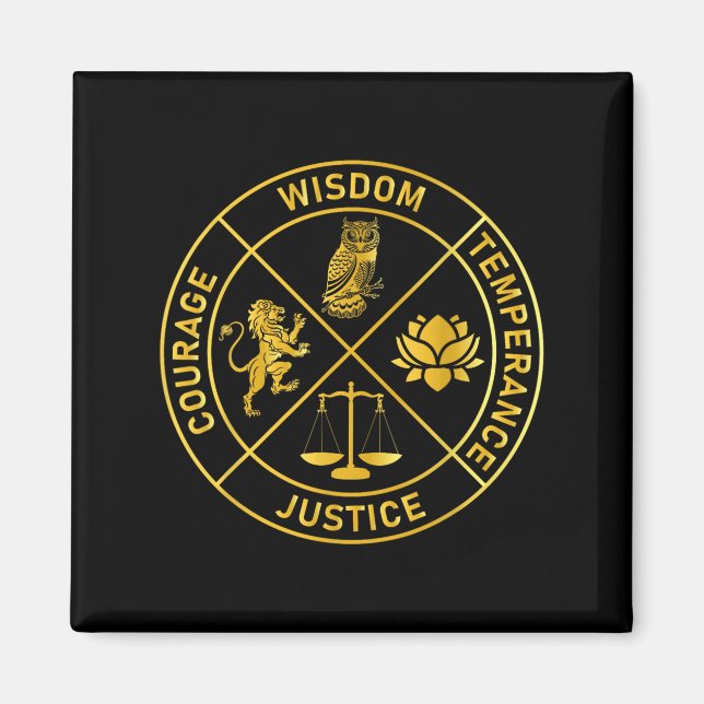 Aimant Stoic Virtues Wisdom Temperance Justice Courage (Devant)
