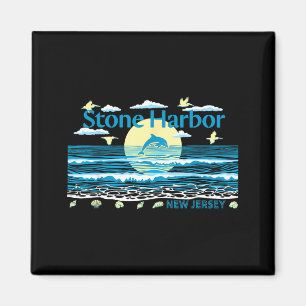 Aimant Stone Harbor NJ Dauphin Pélican Vagues Plage