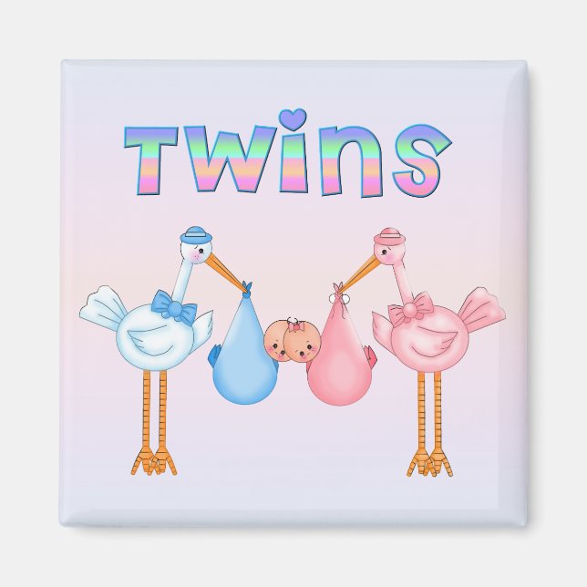 Aimant Stork avec jumeaux (Devant)