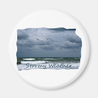 Aimant Stormy Beach avec mouettes Texte de l'image