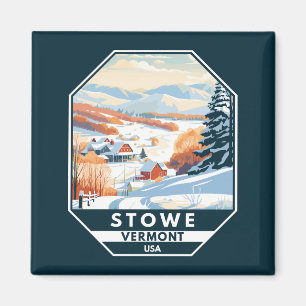 Aimant Stowe Vermont Vintage hiver