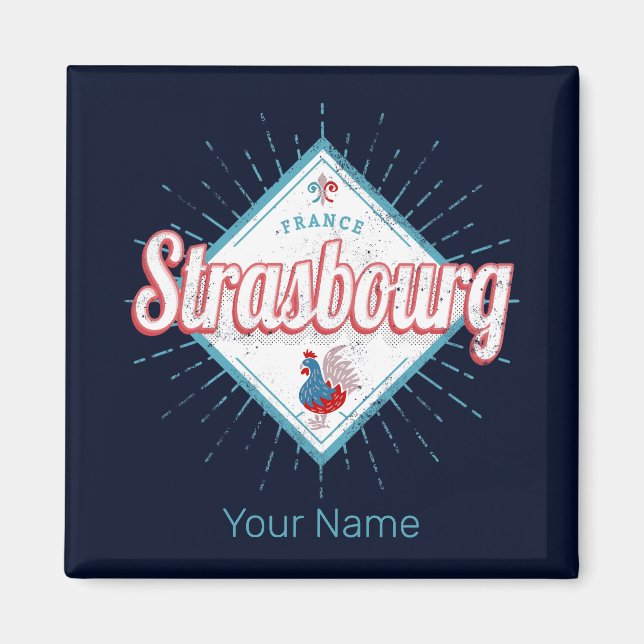 Aimant Strasbourg Grand Est France Roster Rétro Vintage (Devant)