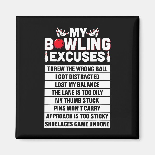 Aimant Strike And Smile Co Tee Funny Bowling Excuses (Devant)