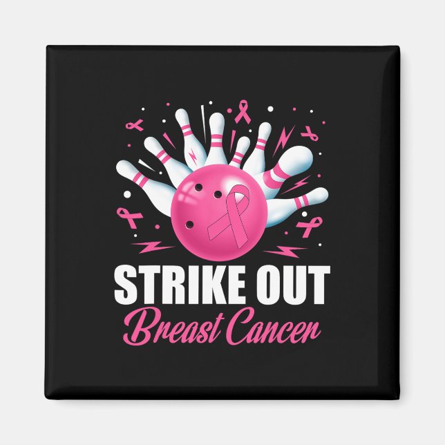 Aimant Striout Bowling Ball Pins Cancer du sein Rose Ri (Devant)