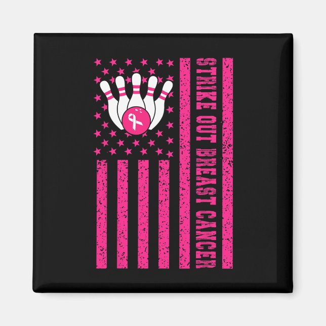 Aimant Striout Bowling Ruban Usa Drapeau Cancer du sein A (Devant)